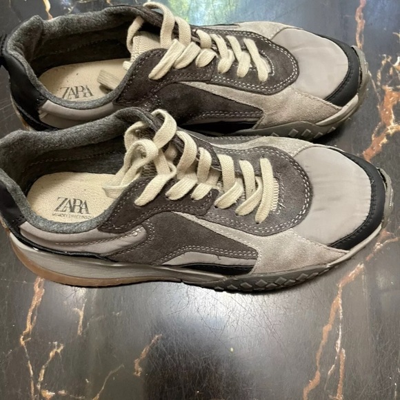 Zara Womens retro running fashion sneakers Size 38 US 71/2 24.5 Cm gray/black - Picture 2 of 8